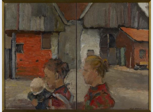 Mondriaan - Vrouwen met kind voor boerderij, ca 1894 ? 1896